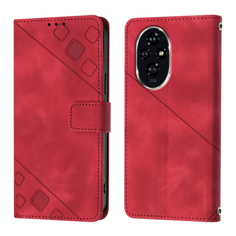 For Honor 200 Pro Skin-feel Embossed Leather Phone Case