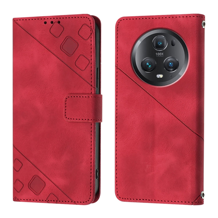 For Honor Magic5 Pro Skin-feel Embossed Leather Phone Case