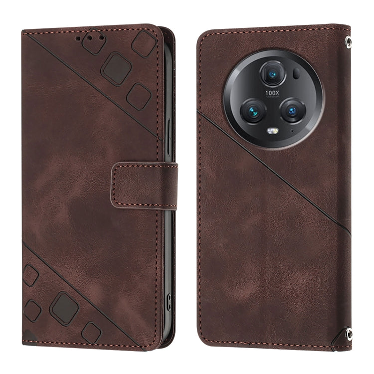 For Honor Magic5 Pro Skin-feel Embossed Leather Phone Case