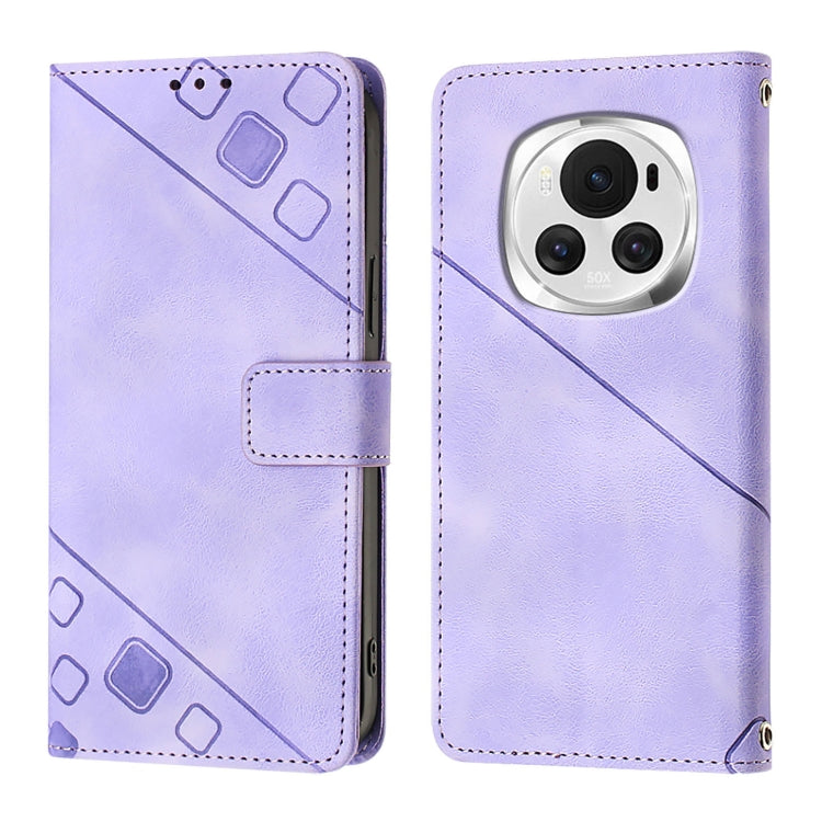 For Honor Magic6 5G Global Skin-feel Embossed Leather Phone Case