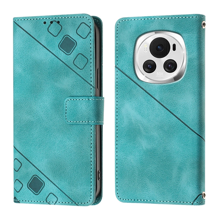 For Honor Magic6 5G Global Skin-feel Embossed Leather Phone Case