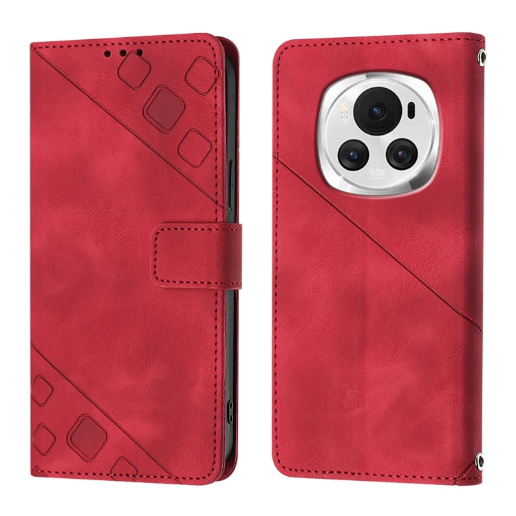 For Honor Magic6 5G Global Skin-feel Embossed Leather Phone Case