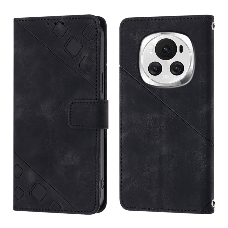 For Honor Magic6 5G Global Skin-feel Embossed Leather Phone Case