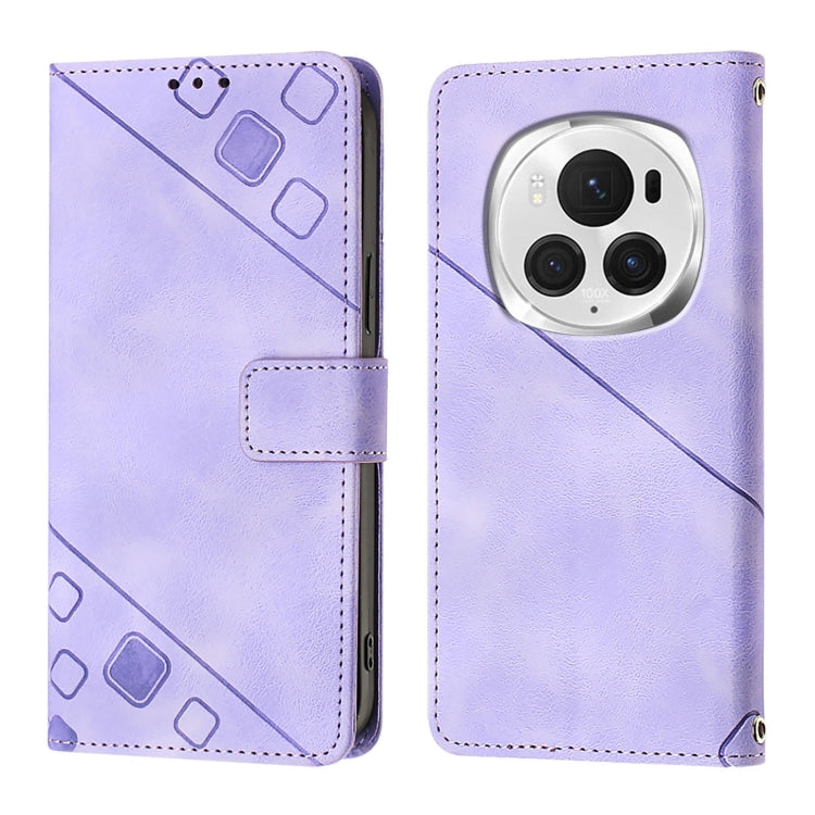 For Honor Magic6 Pro 5G Global Skin-feel Embossed Leather Phone Case