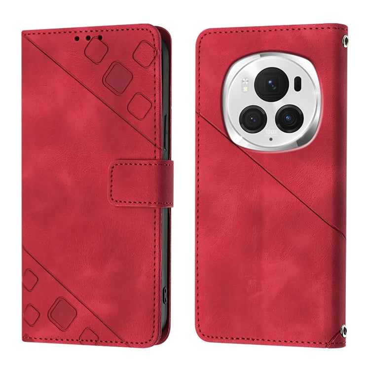 For Honor Magic6 Pro 5G Global Skin-feel Embossed Leather Phone Case