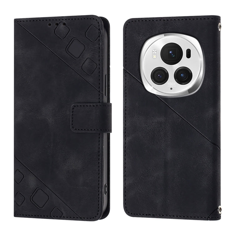 For Honor Magic6 Pro 5G Global Skin-feel Embossed Leather Phone Case