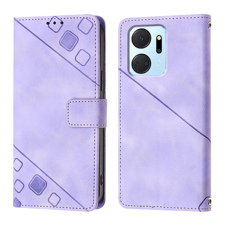 For Honor X7a / Play7T 5G Skin-feel Embossed Leather Phone Case