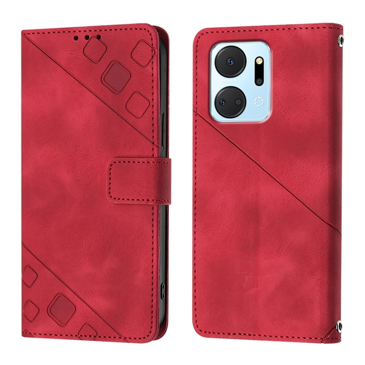 For Honor X7a / Play7T 5G Skin-feel Embossed Leather Phone Case