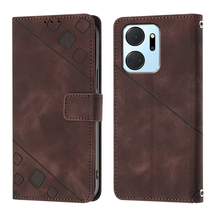 For Honor X7a / Play7T 5G Skin-feel Embossed Leather Phone Case