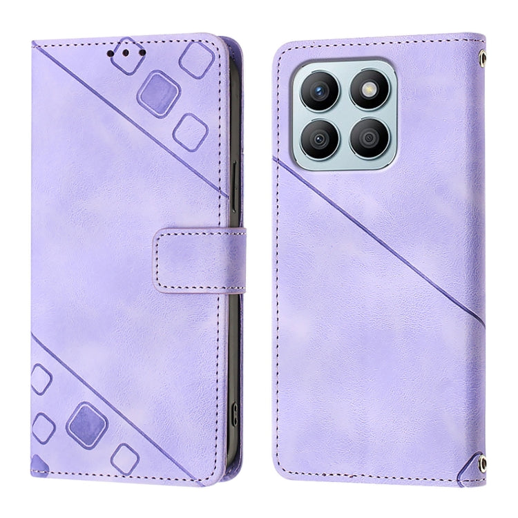 For Honor X8b Skin-feel Embossed Leather Phone Case