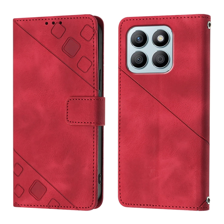 For Honor X8b Skin-feel Embossed Leather Phone Case