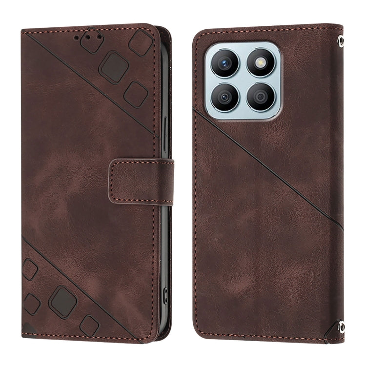 For Honor X8b Skin-feel Embossed Leather Phone Case