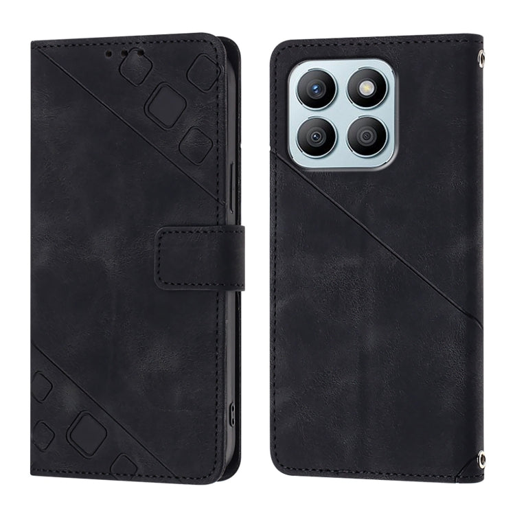 For Honor X8b Skin-feel Embossed Leather Phone Case