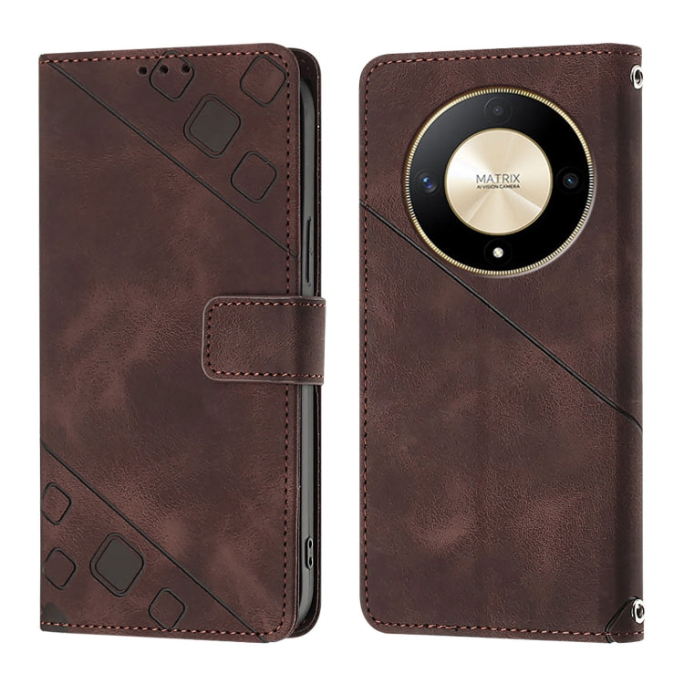 For Honor X9b / Magic6 Lite 5G Global Skin-feel Embossed Leather Phone Case
