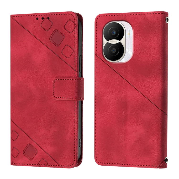 For Honor X40i Skin-feel Embossed Leather Phone Case