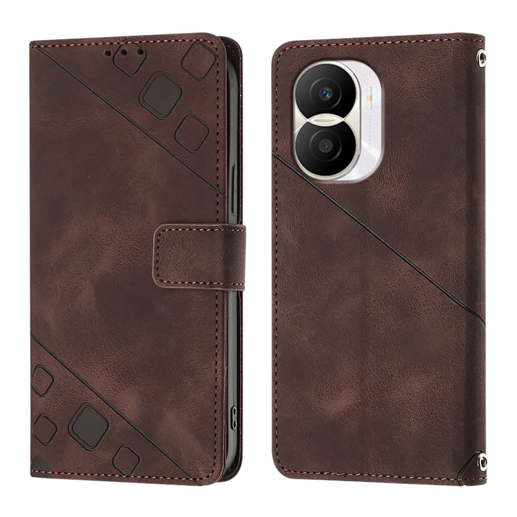 For Honor X40i Skin-feel Embossed Leather Phone Case