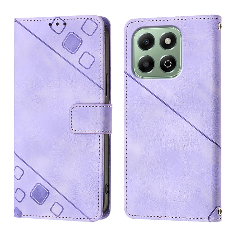 For Honor X6b Skin-feel Embossed Leather Phone Case