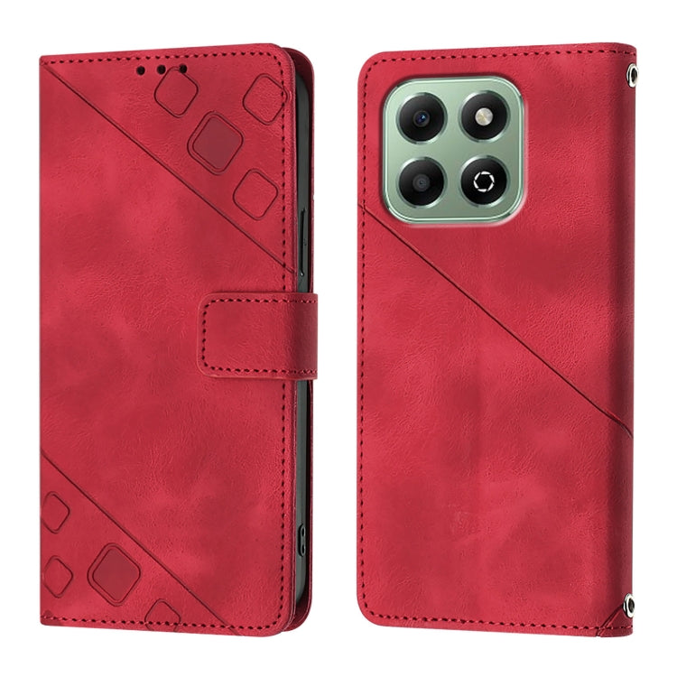 For Honor X6b Skin-feel Embossed Leather Phone Case