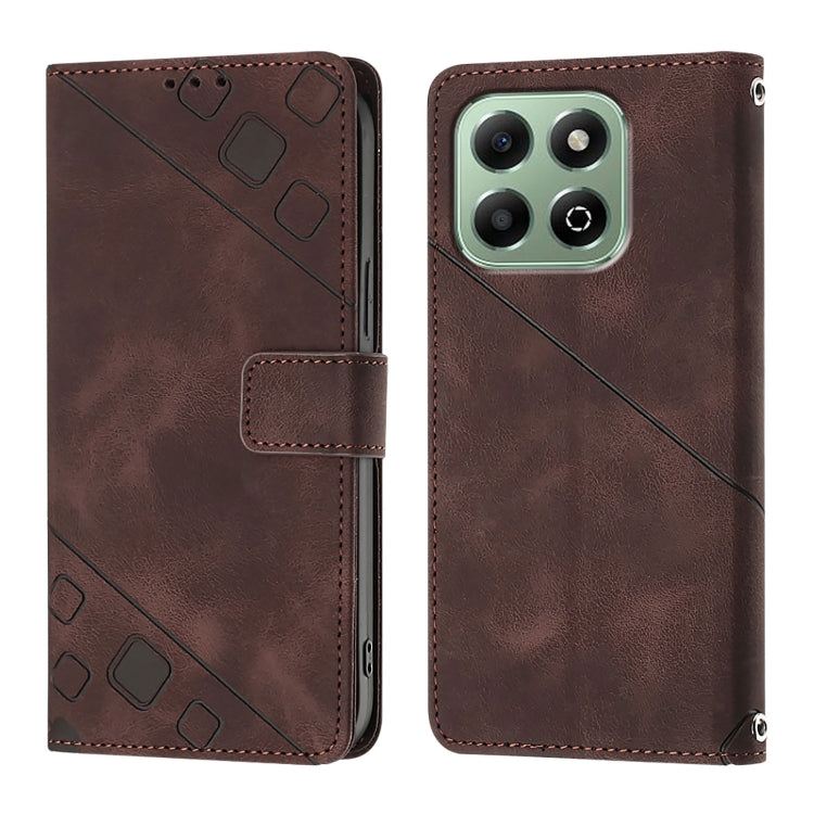For Honor X6b Skin-feel Embossed Leather Phone Case