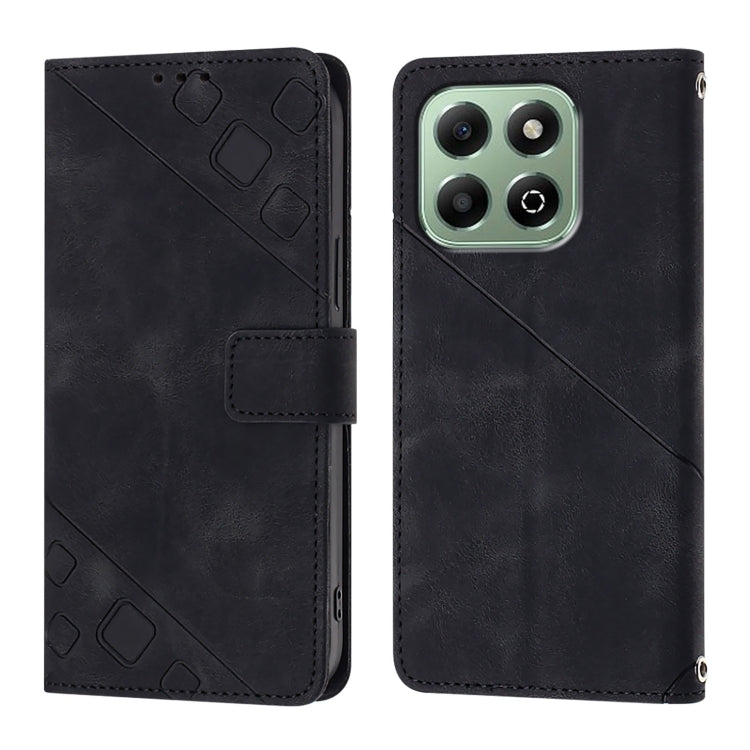 For Honor X6b Skin-feel Embossed Leather Phone Case