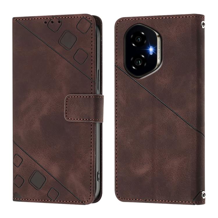 For Honor 300 5G Skin-feel Embossed Leather Phone Case
