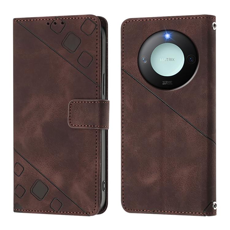 For Honor X9c Smart 5G Global Skin-feel Embossed Leather Phone Case