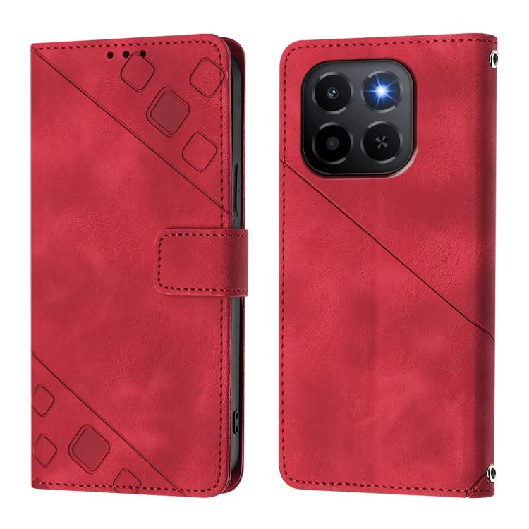 For Honor X6c 4G Skin-feel Embossed Leather Phone Case