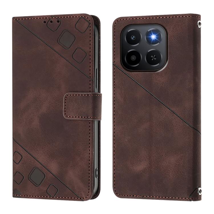 For Honor X6c 4G Skin-feel Embossed Leather Phone Case
