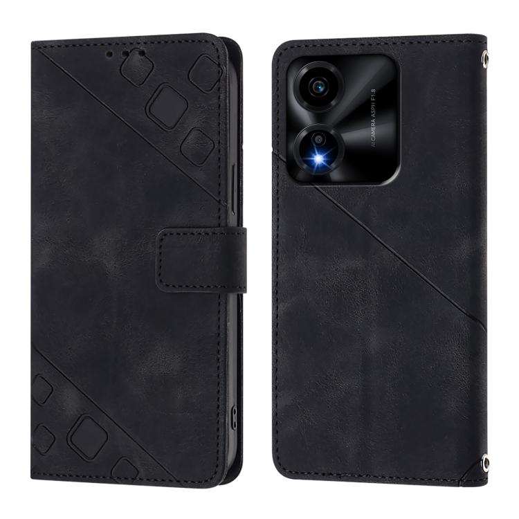 For Honor X5c Plus Skin-feel Embossed Leather Phone Case