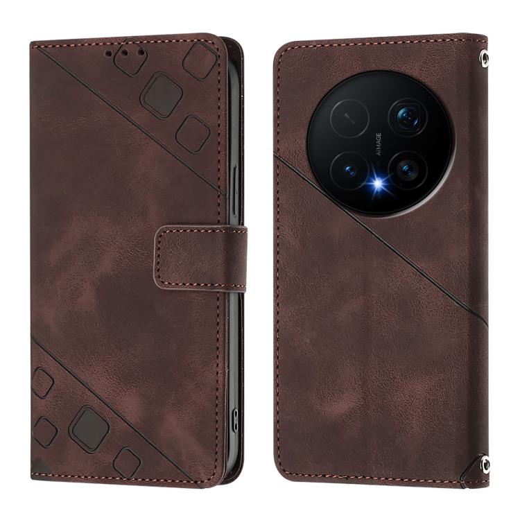 For Honor Magic8 Pro Skin-feel Embossed Leather Phone Case