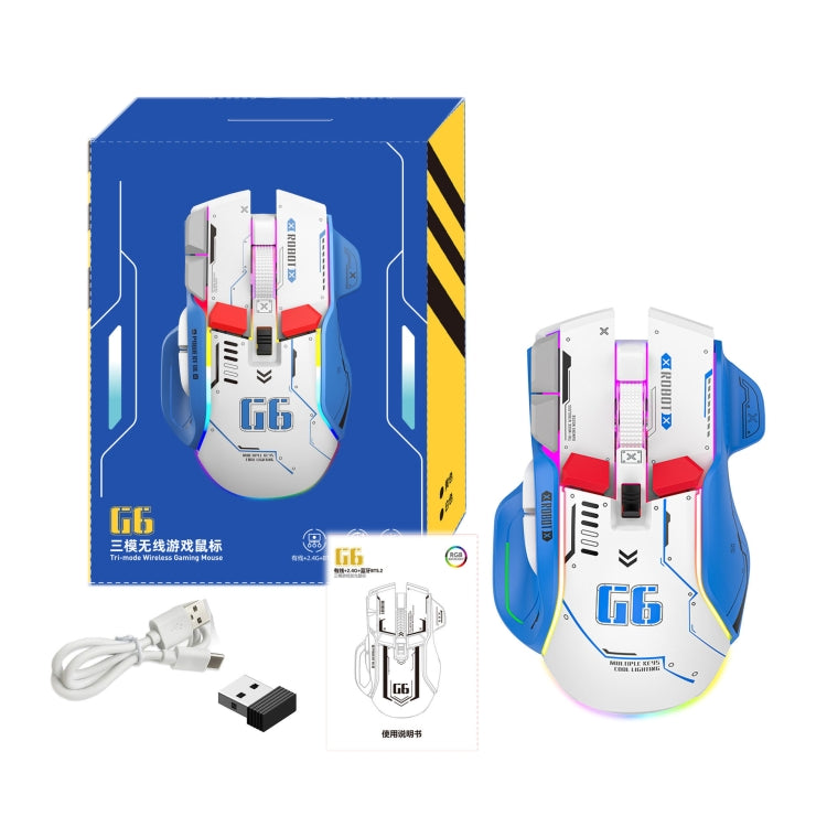 HXSJ G6 10 Keys RGB 12800DPI Tri-mode Wireless Gaming Mouse