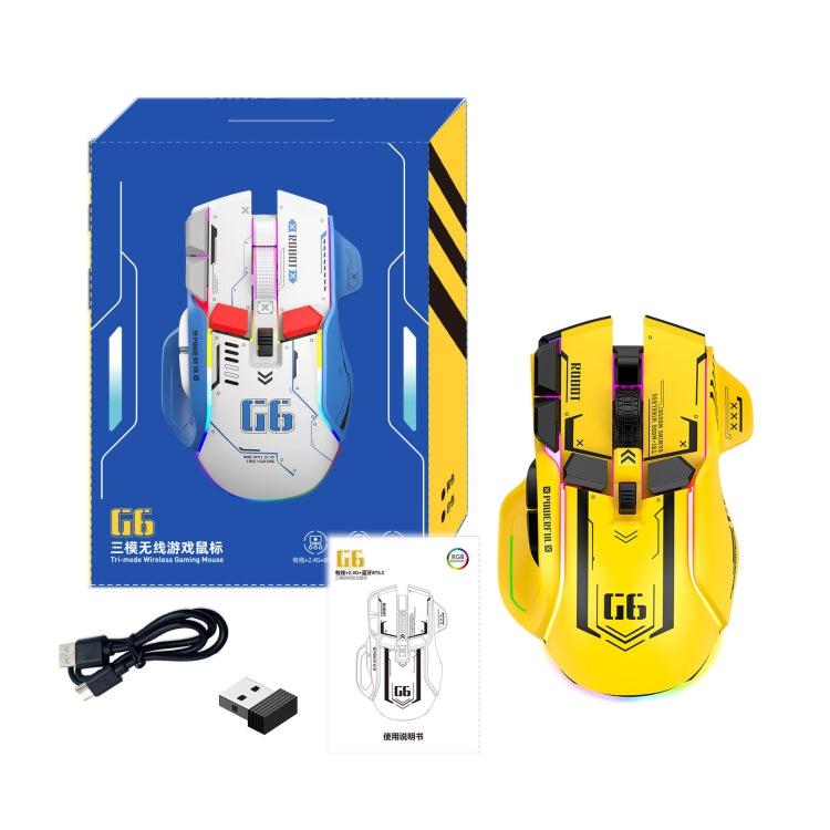 HXSJ G6 10 Keys RGB 12800DPI Tri-mode Wireless Gaming Mouse