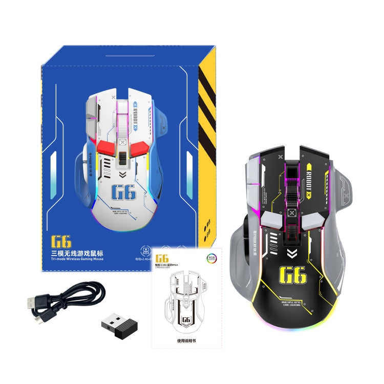 HXSJ G6 10 Keys RGB 12800DPI Tri-mode Wireless Gaming Mouse