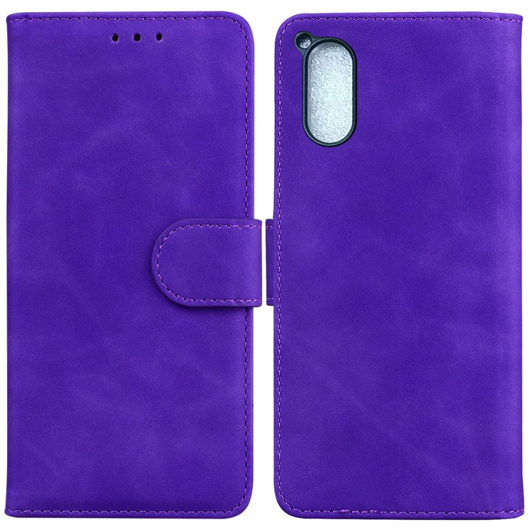 For Sony Xperia 5 V Skin Feel Pure Color Flip Leather Phone Case