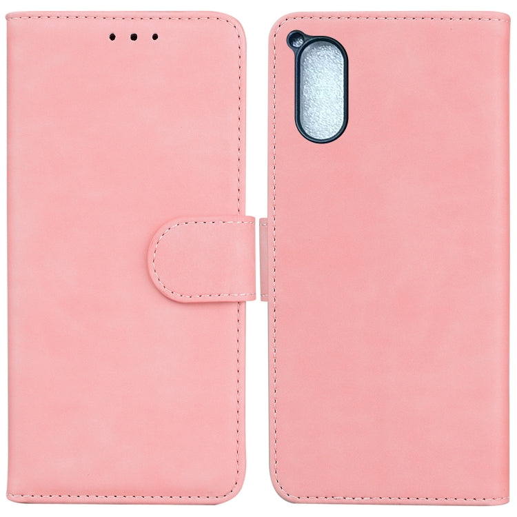 For Sony Xperia 5 V Skin Feel Pure Color Flip Leather Phone Case