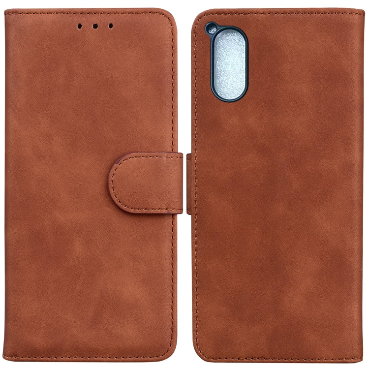 For Sony Xperia 5 V Skin Feel Pure Color Flip Leather Phone Case