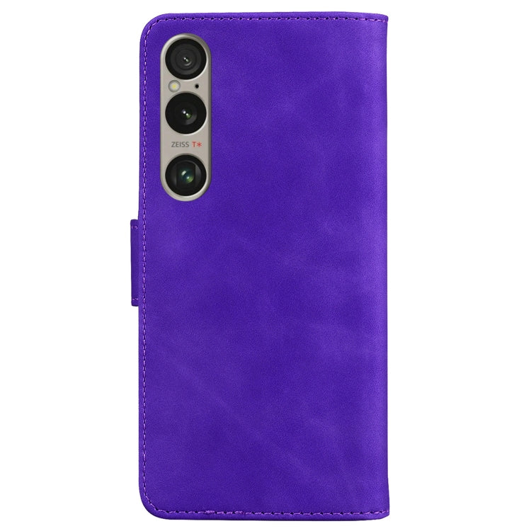For Sony Xperia 1 VI Skin Feel Pure Color Flip Leather Phone Case
