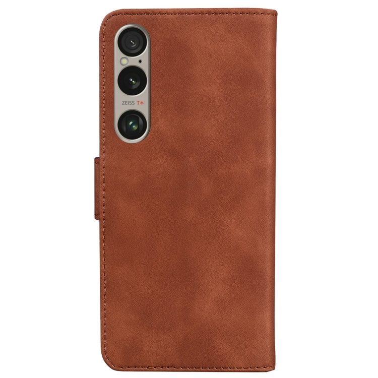 For Sony Xperia 1 VI Skin Feel Pure Color Flip Leather Phone Case