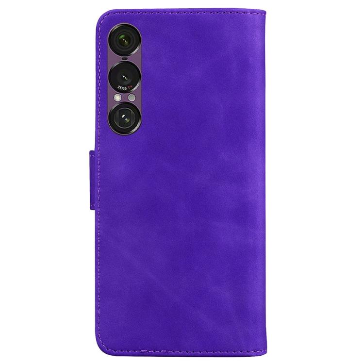 For Sony Xperia 1 VII Skin Feel Pure Color Flip Leather Phone Case
