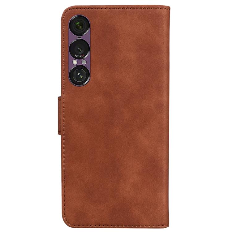 For Sony Xperia 1 VII Skin Feel Pure Color Flip Leather Phone Case