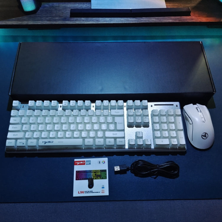 HXSJ L96 2.4G Wireless RGB Backlit Keyboard and Mouse Set 104 Pudding Key Caps + 4800DPI Mouse
