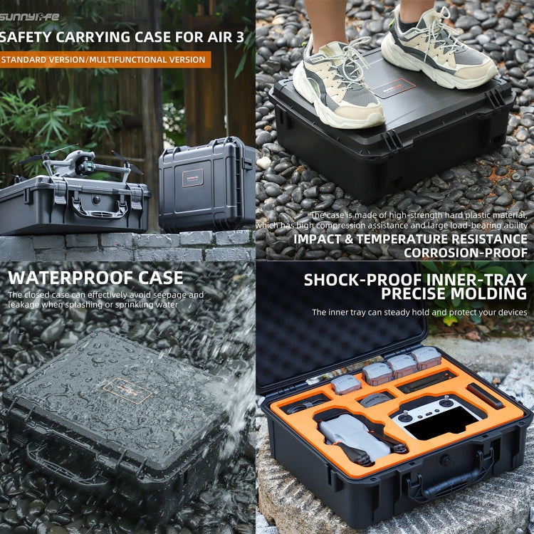 For DJI Air 3 Sunnylife Safety Carrying Case Large Capacity Waterproof Shock-proof Hard Travel Case