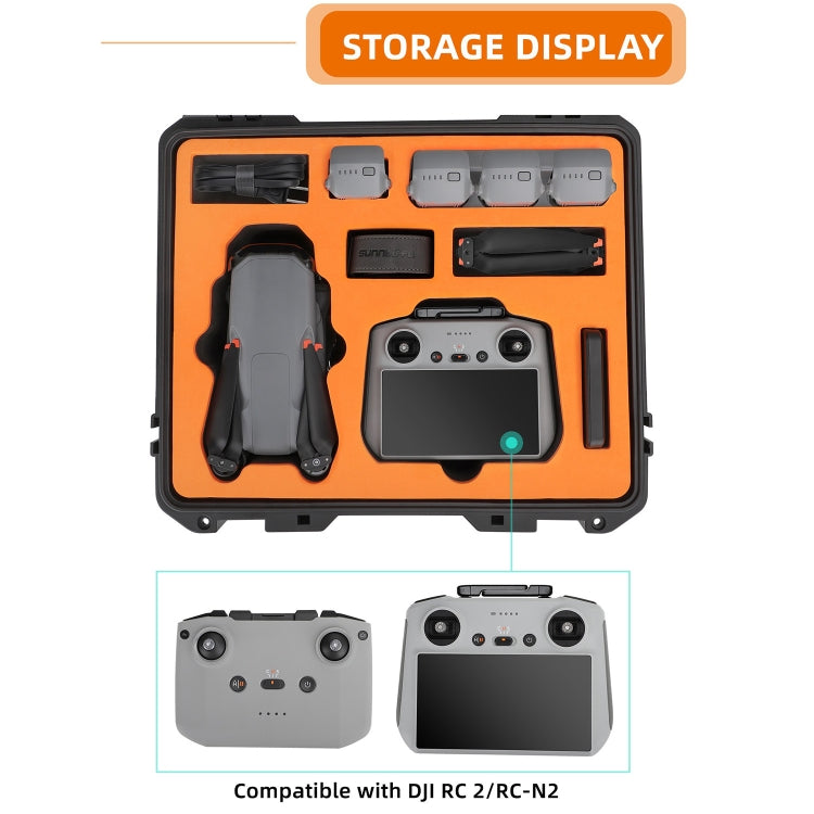 For DJI Air 3 Sunnylife Safety Carrying Case Large Capacity Waterproof Shock-proof Hard Travel Case