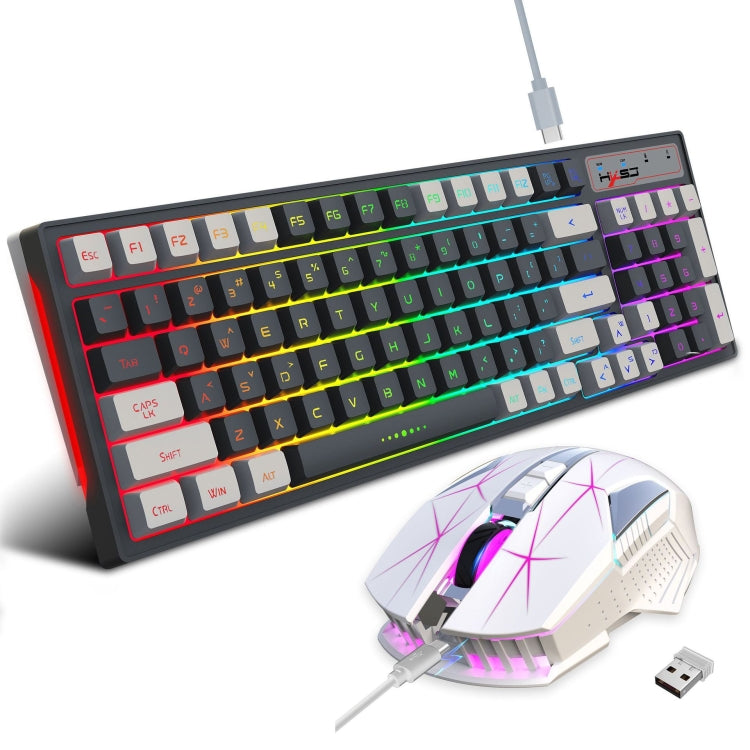 HXSJ L98 2.4G Wireless RGB Keyboard and Mouse Set 104 Keys + 1600DPI Mouse
