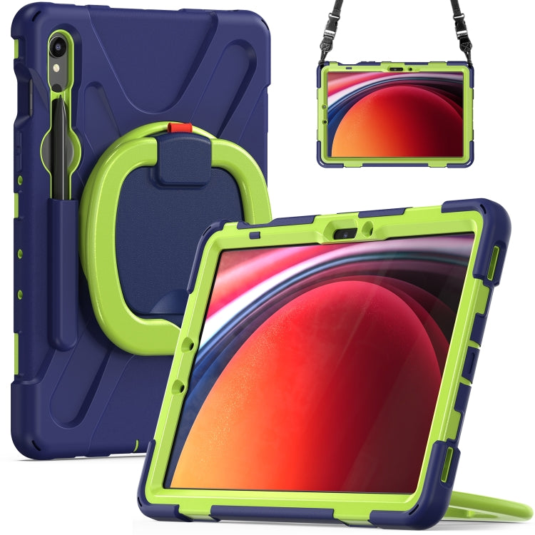 For Samsung Galaxy Tab S9 / S8 / S7 Silicone Hybrid PC Tablet Case with Holder & Shoulder Strap