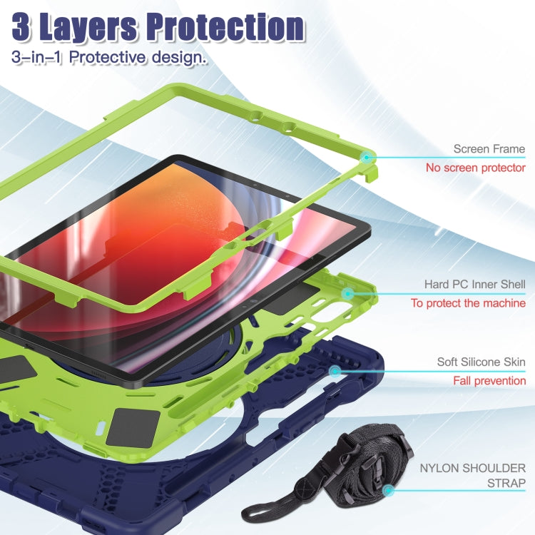 For Samsung Galaxy Tab S9 / S8 / S7 Silicone Hybrid PC Tablet Case with Holder & Shoulder Strap
