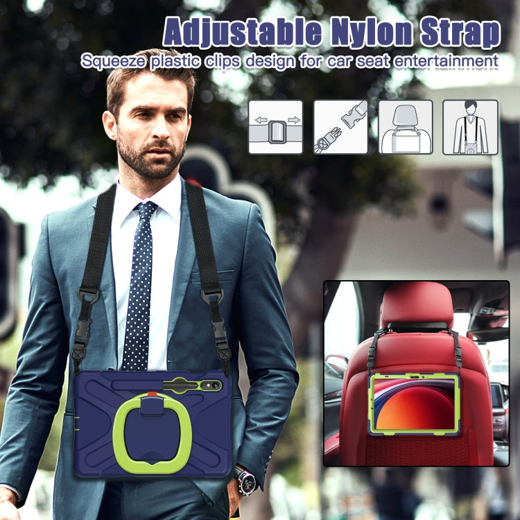 For Samsung Galaxy Tab S9 / S8 / S7 Silicone Hybrid PC Tablet Case with Holder & Shoulder Strap