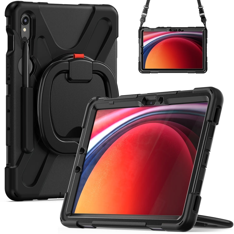 For Samsung Galaxy Tab S9 / S8 / S7 Silicone Hybrid PC Tablet Case with Holder & Shoulder Strap