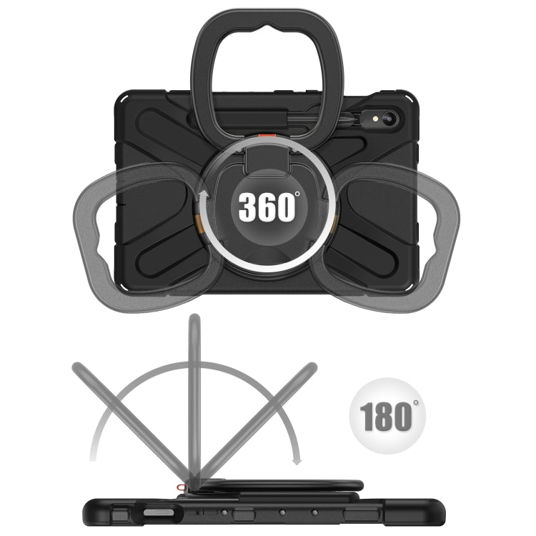 For Samsung Galaxy Tab S9 / S8 / S7 Silicone Hybrid PC Tablet Case with Holder & Shoulder Strap
