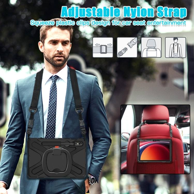 For Samsung Galaxy Tab S9 / S8 / S7 Silicone Hybrid PC Tablet Case with Holder & Shoulder Strap